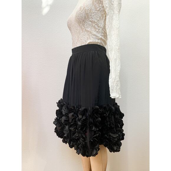 COS Cos.com BLACK Silk FLOWER Petals Hem Full Skirt S/M - Picture 3 of 5